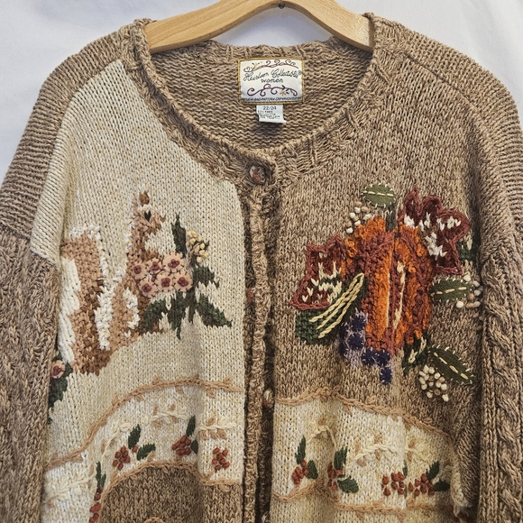 Heirloom Collectibles Womens Plus Cardigan 22/24 Fall Autumn Teacher Knit Vtg - Picture 8 of 13